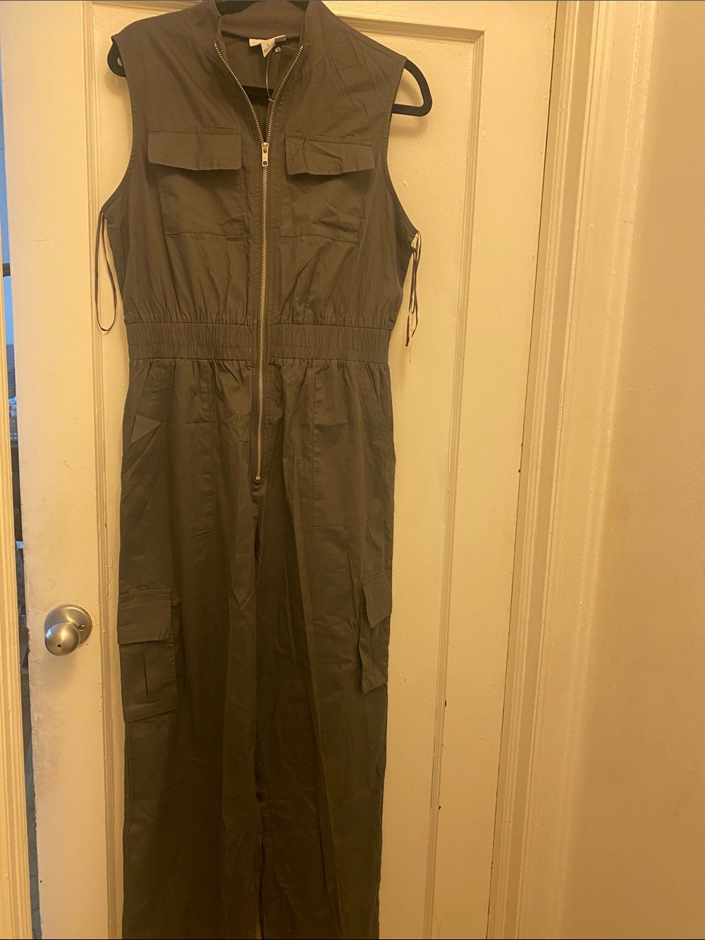Sincerely Jules Sleeveless Zip-Front Jumpsuit in Deep Brown
